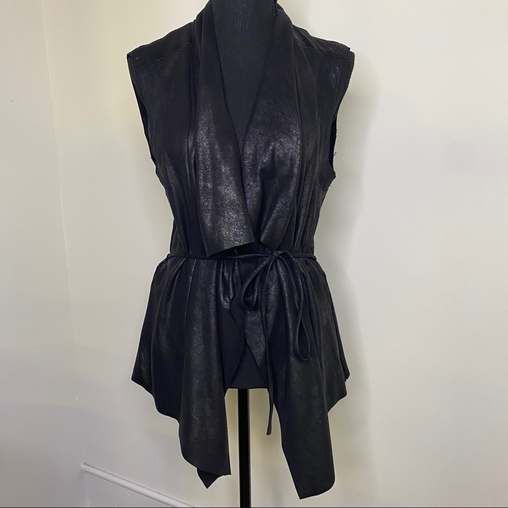 ZARA Woman Faux Suede Effect Sleeveless Wrap Vest